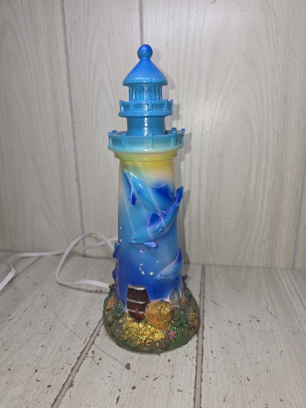 VTG Lighthouse Dolphin Under The Sea Nightlight Lamp Nautical Ocean Decor READ